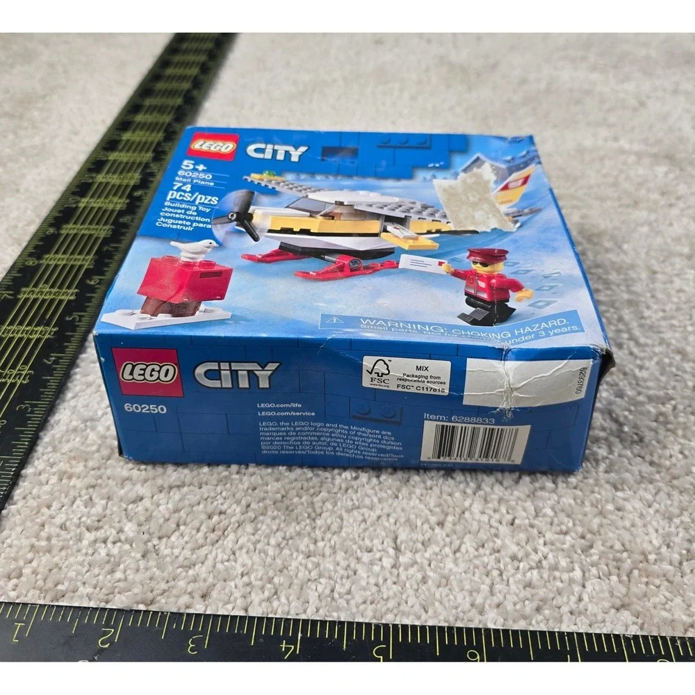 LEGO City Mail Plane 60250 Building Toy Set 74 Pieces Blue Yellow White NEW